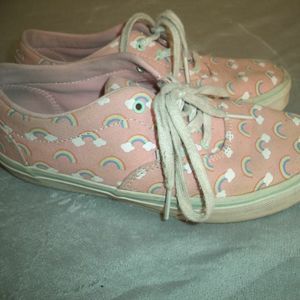 VANS CLASSIC ERA RAINBOWS SNEAKERS SKATE SHOES PINK 721356~WOMENS MISSY SIZE 4